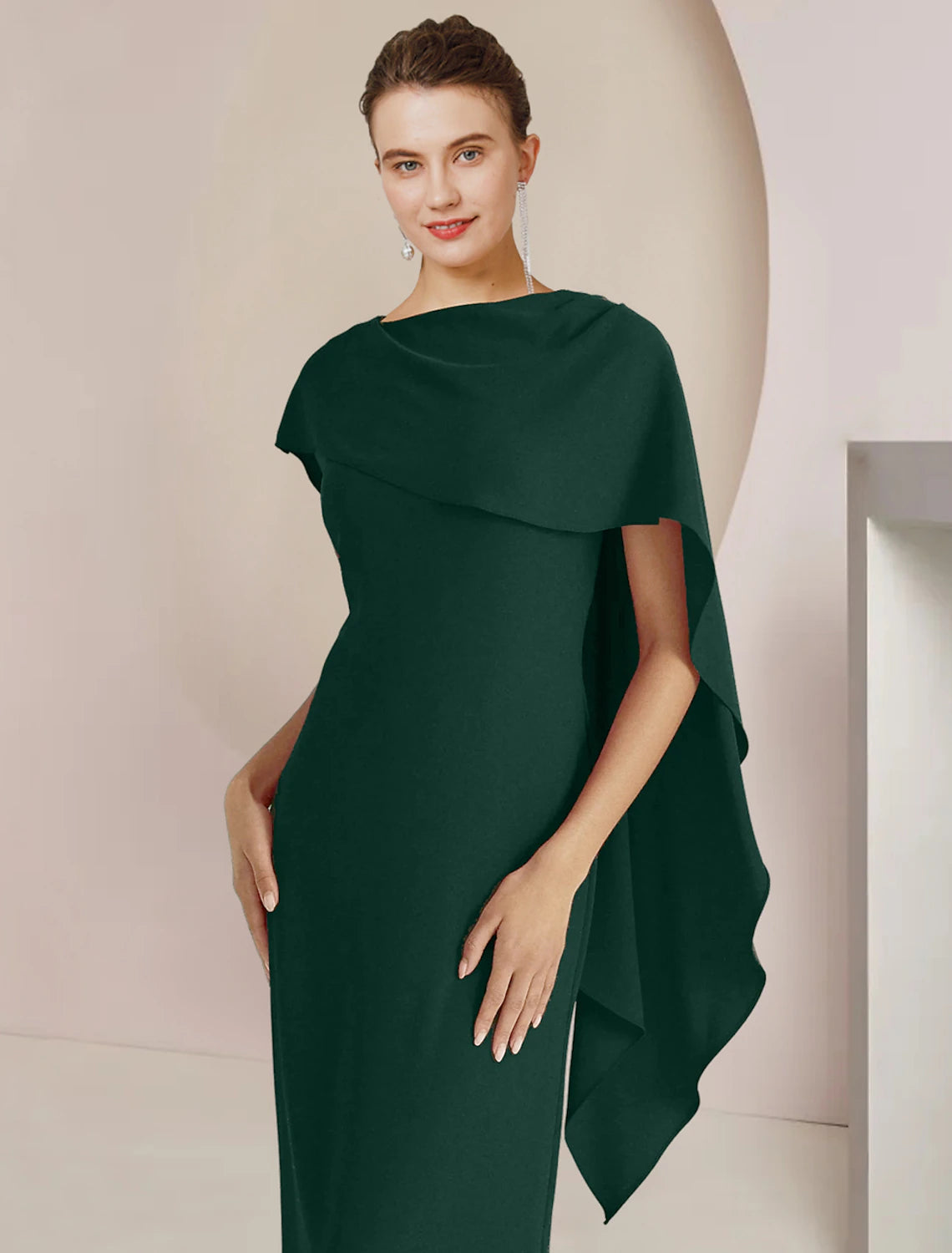 Wholesale  Sheath / Column Mother of the Bride Dress Formal Wedding Guest Elegant Scoop Neck Floor Length Stretch Fabric Sleeveless with Split